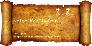 Krisz Kálmán névjegykártya