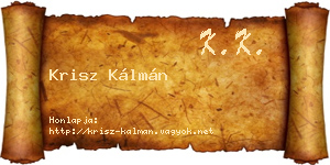 Krisz Kálmán névjegykártya
